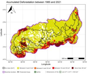Carte de la déforestation dans cette zone d'étude (Crédit Roméro Gomes)